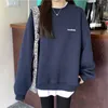 Übergroßer Hoodie Frühling Sommer Tops Brief Pullover Koreanische Mode Plüsch Damen Sweatshirt Marine Grau Schwarz Kleidung 210909