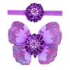 Nouveau-né Babe Butterfly Aile avec bandeau de fleurs Photo Ensemble Cosplay Cosplay pour nourrissons Costume Photographie Props Angel Wings Accessoires de cheveux BAW08