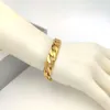 Męskie damskie bransoletka krawężnik kubańska łańcuch łącza 12 mm 8 cali grzywna 18ct thai baht g f złota włoska 24K Connect Yellow Solid272k