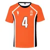 Haikyuu !! Cosplay Costume Hinata Shoyo T-Shirt Karasuno High School Voleibol Tops Kageyama Tobio Sueter Y0913