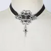 Chokers Женская коляска воротник готический панк -панк сексуальный кружево бархатный колье ожерелье подвесной вампир Джокер Хэллоуин Ювелирные аксессуары Morr22