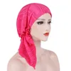 新しいファッションイスラム教徒の女性の内側のハイジャッパーソリッドカラーの折りたたみ湾曲した柄帽子ターバンヘッドキャップレディースヘアアクセサリー