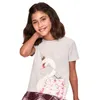 Springende meter Aankomst Animal Goose Print Meisjes Zomer Tops Katoenen Korte Mouw Kinderkleding Kinder T-shirts Tee Shirts 210529