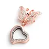 Pins, Brooches 3PCS Butterfly Half Rhinestone Heart Glass Living Memory Lockets Fit Floating Charms Jewelry