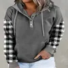 Women's Hoodies & Sweatshirts Women Plaid Sweatshirt 2021 Winter Drawstring Cotton Hooded Casual Loose Pullover Oversize Jacket