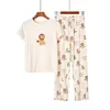 Kvinnlig pyjamas set för vår sommar höst kanin lejon trycktecknad design kvinna pijamas set för hem pijama navidad 211007