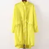 Trench Coat for Women Streetwear Arrival Polyester Sunscreen Summer Autumn Full Length Women Outwear Yellow Long Coat 210625