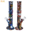 14.4 '' Waterleidingen Rechte Bong Non Fading Printing Patroon Siliconen Bongs DABS RUIP DIK GLAS BUBBLER ROKEN TOBACKO ROOKFILTER