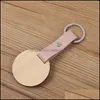 Sleutelringen sieraden natuurlijke houten schijf sleutelhanger groothandel gepersonaliseerde aangepaste letters blanco pu lederen o hout disk hanger drop levering 2021