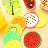 Fruit Silicone Coaster Mats Pattern Colorful Round Cup Cushion Holder Thick Drink Tableware Coasters Mug SN2742