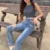 Women's Jeans 2021 Summer Autumn Cool Split Women High Waist Plus Size Washed Denim Pants S-5XL Casual Chic Hole Out Flare