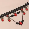HALLOWEEN PARTY старинные черные кружева паук кулон ожерелья красное сердце хрусталь Cosplay Chokers европа короткие ожерелье ювелирные изделия для женщин подарок