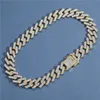 Solid 14mm Miami Cuban Chain Choker Square Link Necklace Gold Color Iced Out Diamond Rock Hip Hop Style Men039s Jewelry5658394