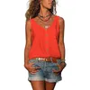 Verano Color sólido cuello en V botón decoración bolsillo sin mangas Tops mujeres Casual viaje suelto gran tamaño pulóver camiseta sin mangas 210608