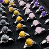 Chakras chanceux Rose Quartz guérison cristal perle anneaux blanc bleu pierre naturelle anneau pour les femmes bijoux cadeau