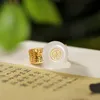 Cluster Rings inspiriertes Design vergoldet eingelegter natürlicher hetian jade runde offene ring elegante charme damen silber schmuck
