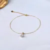 Zhixi Natural Freshwater Pearl Anklet Simple Creative Design 14k Gold Injectie Verstelbare Ketting Fijne Sieraden voor Dames J1004