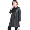 Women's Leather Women's & Faux 2022 Autumn Winter PU Jacket Long Trench Outerwear Plus Size Casual Bomber Overcoat Clothing 3XL