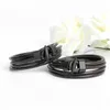 Top 2019 moda gancho pulseiras de couro para homens populares meninos cavaleiro coragem bandagem charme preto âncora pulseiras x0706333c