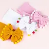 Moda Niemowlę Baby Bow Pompom Pałąk Kids Solid Color Bowknot Elastyczne Zespół Włosów Dzieci Soft Hairbands Hairbands 14 Kolory