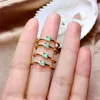 Cluster Rings PROCOGEM Cute Natural Emerald For Women Anniversary Gifts Genuine Green Gems Fine Jewelry 925 Sterling Silver #522 Edwi22