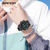 Sanda Fashion Sports Damenuhren Multifunktions Wasserdichte Uhr Analoge Digitale Armbanduhr Casual Clock Relogio Feminino 942 G1022