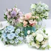 Couronnes de fleurs décoratives Style Ins, Bouquet de mariage nordique, Bouquets de mariée, Roses artificielles en soie, hortensia, décoration de maison, ornements