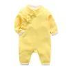 Mudkingdom bébé filles barboteuses hiver chaud Style chinois combinaison vêtements solide coton infantile 210615