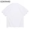 Gonthwid Streetwear Tshirts Hip Hop Bandana Paisley Desen Kafatası İskelet Tees Gömlek Harajuku Moda Pamuk Kısa Kollu C0315 Tops