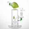 Fashionable Unique Bong Colorful Hookahs Showerhead Perc Water Pipe 14mm Female Joint Oil Dab Rigs 7 Inch Glass Bongs With Bowl Peach Shape