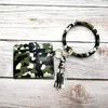 ZWPON Porta carte di credito in pelle PU Nappa O Cerchio Portachiavi Bracciali Donna Leopard ID Portafoglio Portachiavi in oro intero