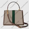 Ophidia Small Saffiano Shoulder Bag Web Green Red Stripe Vintage Women Handväska med handtag2347