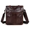 Nice Leather retro men's one shoulder briefcase soft zipper pocket adjustable shoulder strap square stereo briefcase computer case