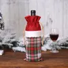 Christmas Wine Bottle Cover Burlap Buffalo Plaid Champagne Bags for Wedding Holiday Party Congrats Present XBJK2111