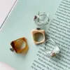Cluster Rings 2021 Fashion Irregular Square Transparent Acrylic For Women Girl Shiny Crystal Finger Ring Minimalist Anillos Bague Femme