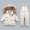 -30 Children Down Clothing Sets Kids Winter Jacket Toddler Girls Warm Overalls 0-4 Years Baby Boys Coat 211222