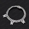 Jewelry Butterfly Charm Bracelets Cuban Link Bracelet Iced Out Cubic Zirconia Wristbans Hip Hop Chains Birthday Gifts For Women