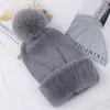 Top Quality Women's Winter Kniited Wool Belend Patchwork Real Mink Fur Hat Cap Natural Pom Poms Beanie Lady Fashion 211119