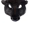 Party masker vuxen tjur cosplay pu svart halv ansiktsmask skräck huvud övre djur halloween masque tillbehör