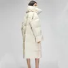 Janveny Long Baiacu Jaqueta Mulheres Inverno Fluffy 90% Branco Duck Down Casaco Desativação Coleira Zíper Feminino Pena Roupas 211018