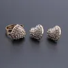 Dames Bruiloft Bridal Crystal Heart Cluster Verklaring Ketting Dangle Oorbellen Armband Ring Party Sieraden Set