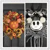 Artificial Halloween Pumpkin Head Wreath Mouse Wreath Front Door Decoration Hanging Sunflower Holiday Harvest Decoration Y0831