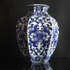 Vasen Jingdezhen Porzellan Antike handbemalte blau und weiße Bauchvase-Vase-Blume-Arrangement Chinesische Veranda im chinesischen Stil