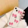 Ins Korea Cuet 3D Pink Bow Transparent telefonfodral för iPhone 13 12 11 Pro XS Max X XR 7 8 Plus Clear Chock Socktproof Soft Cover AA4352763