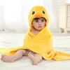 Soft Cartoon Hooded Baby Bathrobe Cute Animal Babies Blanket Square Bath Wrap Swaddle born Cloak Towel 210728