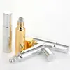 Gratis frakt 10ml Roll på glasflaska Svart guld Silver dofter Essential Oil Perfume Flaskor med Metal Roller Ball Customizable Logo