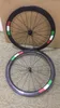 Italië logo's volledige fiets carbon wielen 50mm fietswielset 700Cx25mm v remmen fietswiel clincher aangepast logo en kleur met naven gemaakt in China