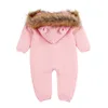 Neugeborenen Baby Junge Mädchen Gestrickte Winter Strampler Overall Outfits Kleidung Baby Casual Strampler Mode Cartoon Bär Overall 210312