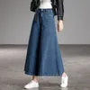 Vår sommarkorea mode kvinnor hög midja denim breda benbyxor lösa avslappnad fotledslängd vintage jeans plus storlek S899 210302