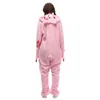 Roze somber bea volwassen onesies cartoon pyjama dier halloween party kostuum jumpsuits capuchon hooded pyjama suit 211130